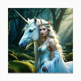 Unicorn In The Forest 2 Canvas Print