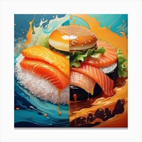 Sushi And Burger Canvas Print