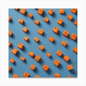 Gift Boxes On Blue Background 3 Canvas Print