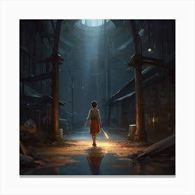 Girl In The Dark Canvas Print