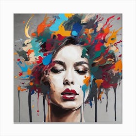 Woman With Colorful Hair Canvas Print