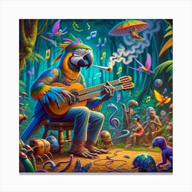 Psychedelic Parrot Jamming the Blues Canvas Print