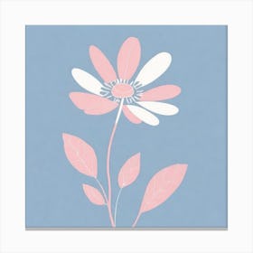 A White And Pink Flower In Minimalist Style Square Composition 159 Canvas Print