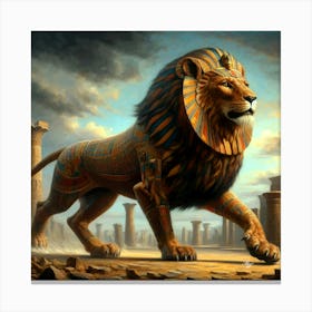 Giant Egyptian Warrior Lion 3 Canvas Print