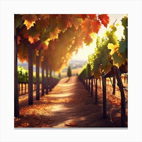 Autumn Leaves In A Vineyard Canvas Print