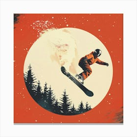 Snowboarder In The Moonlight Canvas Print