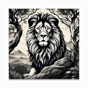 Lion In The Forest 45 Canvas Print