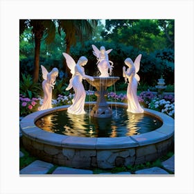 Angels In A Fountain Canvas Print