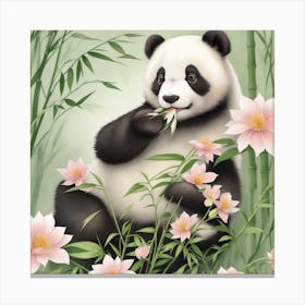 Panda Bear In Bamboo Canvas Print