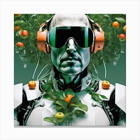 Robot With Headphones 10 Canvas Print