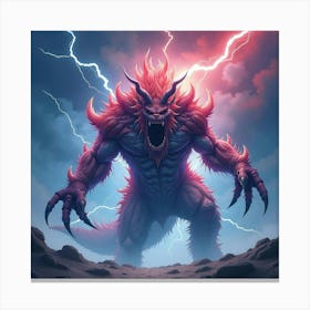 Monster With Thunderstorm Powers, Watercolor, Vibrant Electric 1 Canvas Print