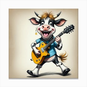 Cow Playing Guitar 17 Canvas Print