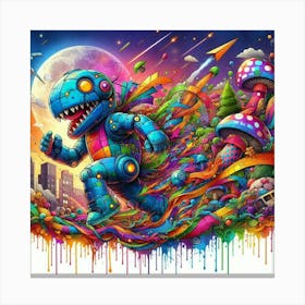 Psychedelic Robot Canvas Print