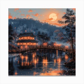 長閑な秋の夜、南木曽村 Peaceful Automn Evening In Nagiso Village (V) Canvas Print