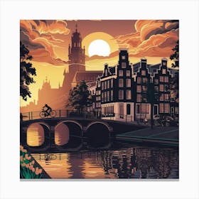 Sunset In Amsterdam Canvas Print