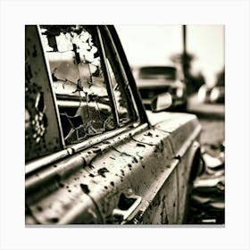 Vehicle View Mirror Car Automobile Auto Outside Transport Glasses Old Front Black Metal Canvas Print