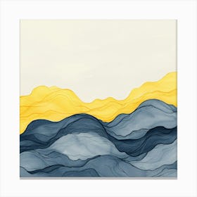 Blue And Yellow Watercolor Painting Canvas Print