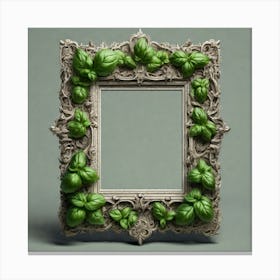 Frame With Green Leaves 2 Canvas Print