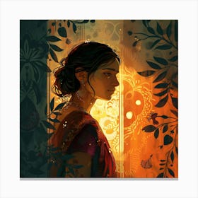 Woman In Sari Canvas Print