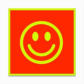 Smiley Face Orange And Neon Canvas Print
