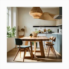 A Photo Of A Kitchen With A Modern Dining Table 4 Canvas Print