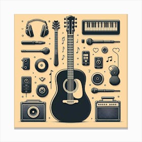 Music Icon Set Canvas Print