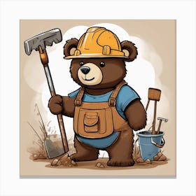 Teddy Bear Construction Worker Canvas Print
