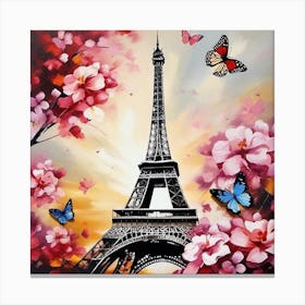 Eiffel Tower With Butterflies 1 Canvas Print