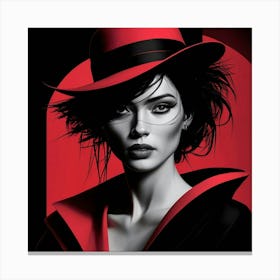 Woman In A Red Hat 1 Canvas Print