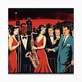 Retro Jazz Night art print Canvas Print