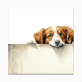 Dog Looking Over A Wall 4 Canvas Print