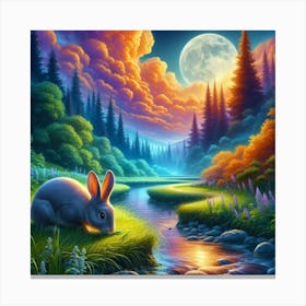 Rabbit Eating Grass 2 Canvas Print