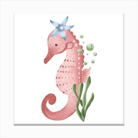 Cute pink seahorse Canvas Print