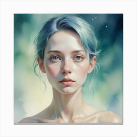 Portrait Of A Girl With Blue Hair Canvas Print