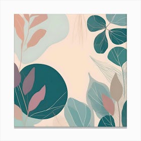 Botanical Illustration Silhouette, Pastel Colors Canvas Print