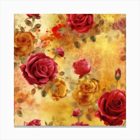 Red Roses Seamless Pattern Canvas Print