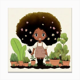 Afro Girl In The Garden Canvas Print
