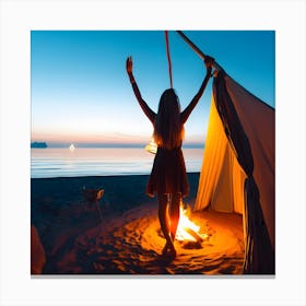 Campfire On The Beach Canvas Print