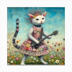 Cute punk cat 6 Canvas Print