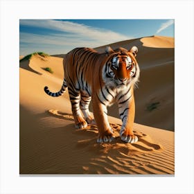 Tiger In The Desert Canvas Print