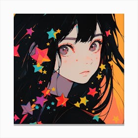 Anime Girl With Stars 4 Canvas Print