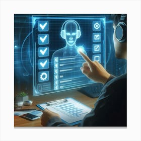 Man Pointing At A Computer Screen Canvas Print