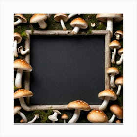 Mushroom Frame On Moss 1 Canvas Print