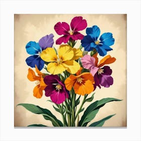 Wallflower Floral Botanical Vintage Poster Flower Art Print 1 Canvas Print