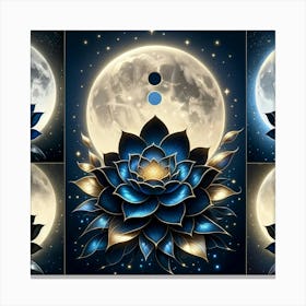Lotus Flower With Moon Canvas Print