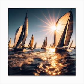 Sailboats Into The Sun Canvas Print