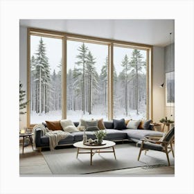 Living Room In Winter Canvas Print