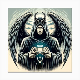 Demon With Video Game Controller Canvas Print