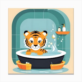 Tiger In The Bath 1 Canvas Print