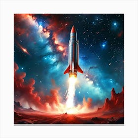 Spaceship heading towards Nebula Canvas Print